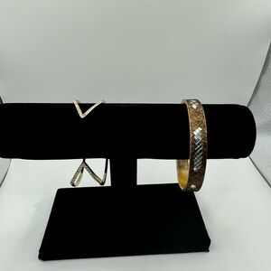 2 Gold Tone Cuff and‎ Bangle Style Bracelets